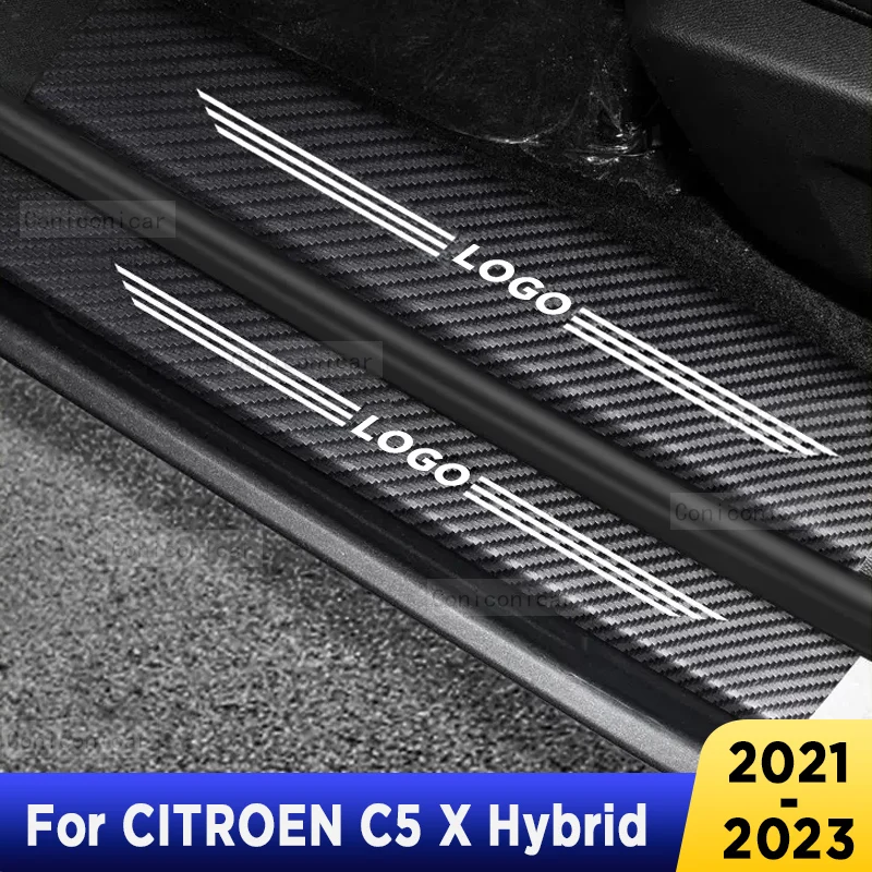 

For CITROEN C5 X Hybrid 2021 2022 2023 Auto Door Sill Pedal Carbon Fibre Texture Accessories Leather Styling Car Sticker TrimF