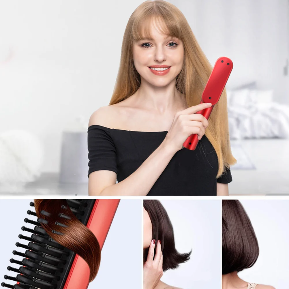

USB Rechargeable Hair Straightener Comb Portable Cordless Travel Styler with Smart Heating Even Heat Distribution