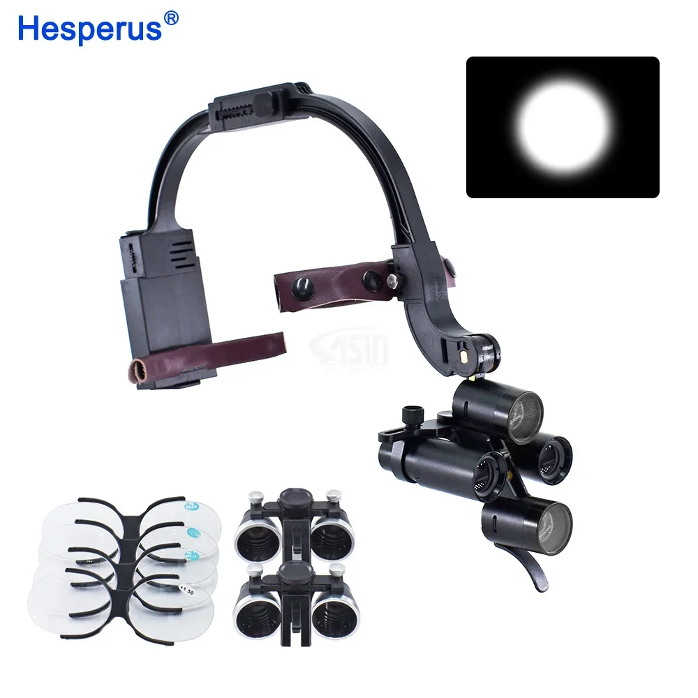 5X / 6X Dental LED Headlight Binocular / Kepler Loupes Headband Adjustable 5W Dentist Surgical Headlamp Dentistry Magnifier