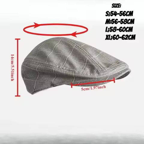 Retro Grid Pure Cotton XL62cm Berets Men Big Size Summer Outdoors Breathable Newsboy Cap Women Artist Youth Painter Hats