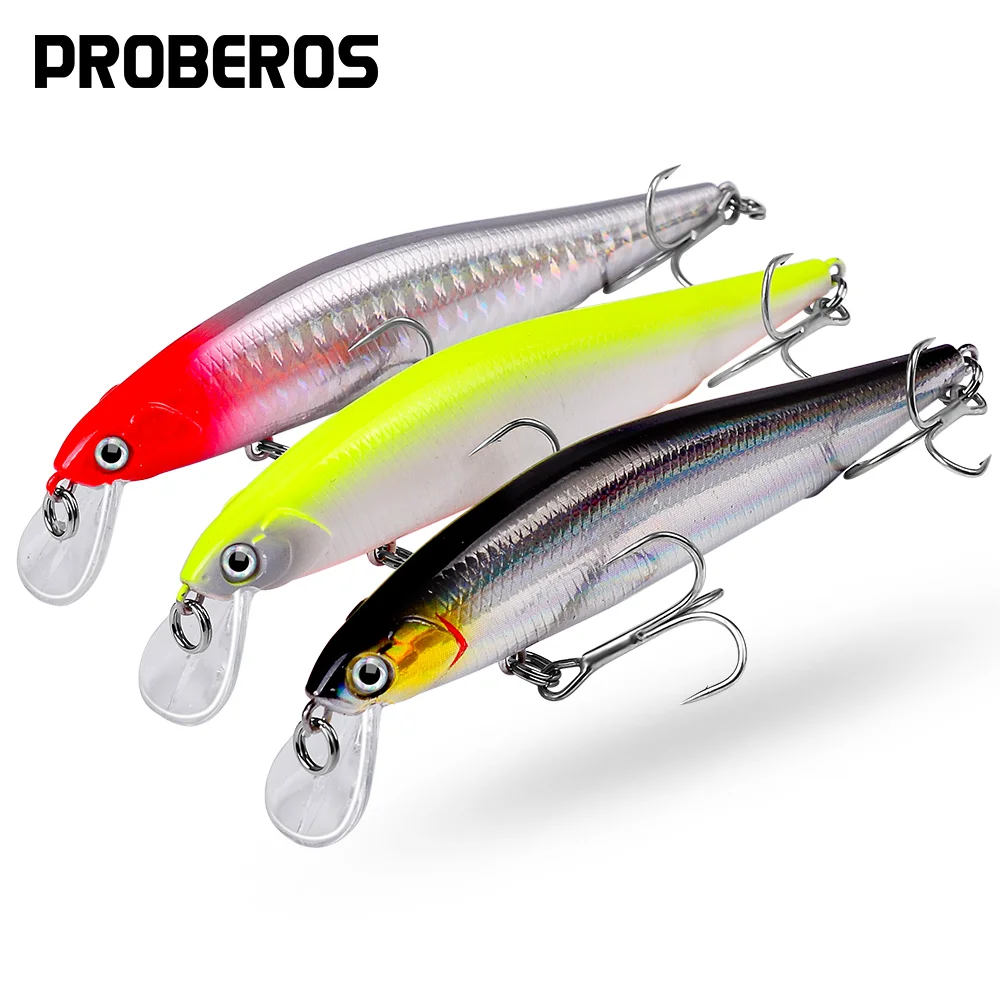 

PROBEROS 1pc 0.51oz4.33in Wobbler Artificial Jerkbait With Treble Hooks Fishing Tackle Minnow Fishing Lure