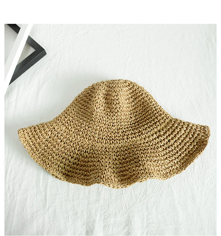 New Girl Raffia Sun Hat Wide Brim Floppy Summer Hats For Women Beach Panama Straw Dome Bucket Hat Femme Shade Hat