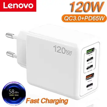Lenovo 120W 3PD + Huawei hızlı şarj USB tip C şarj adaptörü için Huawei Xiaomi Samsung cep telefonu QC3.0 telefon şarj orijinal