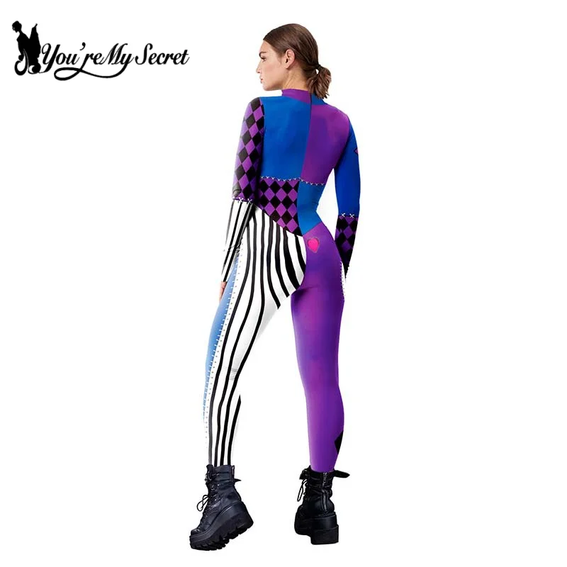 [Sei il mio segreto] Anime Harley Quinn Costume Cosplay pantaloni Sexy Leggings Fitness Halloween Party tuta donna abiti Zentai