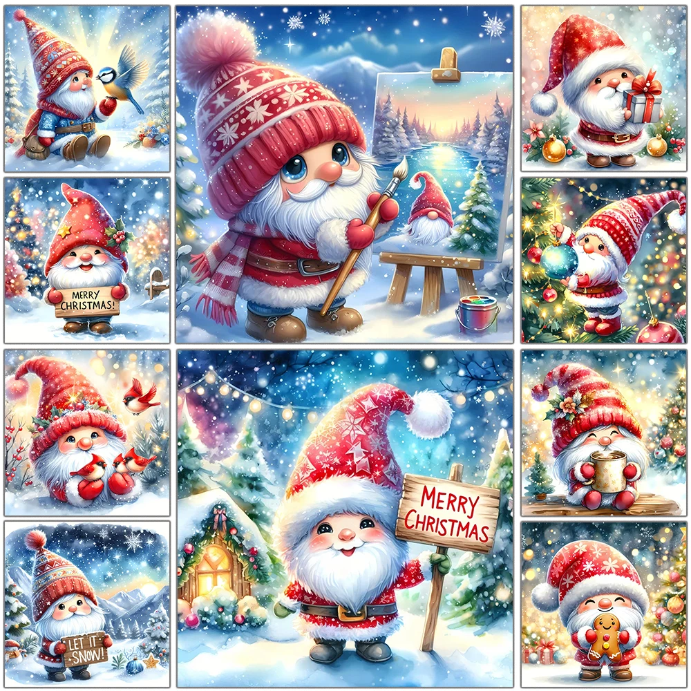 DIY Cartoon Diamant Malerei Gnome Elf Voller Diamanten Stickerei Winter Schnee Landschaft Kreuz Stich Set Weihnachten Dekorative Geschenk