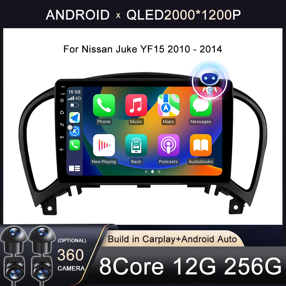 

9 inch For Nissan Juke YF15 2010-2014 Multimedia Stereo Video Player Navigation GPS Carplay 4G WIFI Android Auto BT