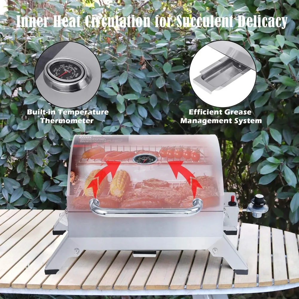 Imagem -05 - Grelhador Portátil Royal Gourmet em Churrasqueira a Gás Mesa de Churrasco com Pernas Dobráveis e Tampa Bloqueável Gt1001 10000 Btu Aço Inoxidável