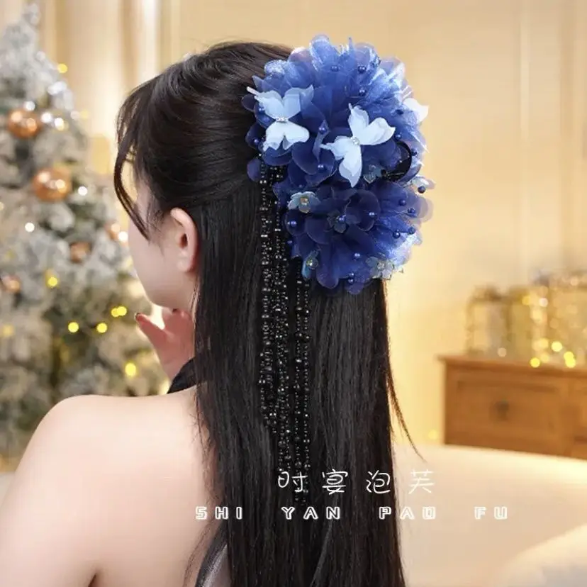 

Fairy Style Hair Clip White Moon Sanskrit Star Butterfly Fringe Hair Claw Winter New Versatile Headwear Accessories