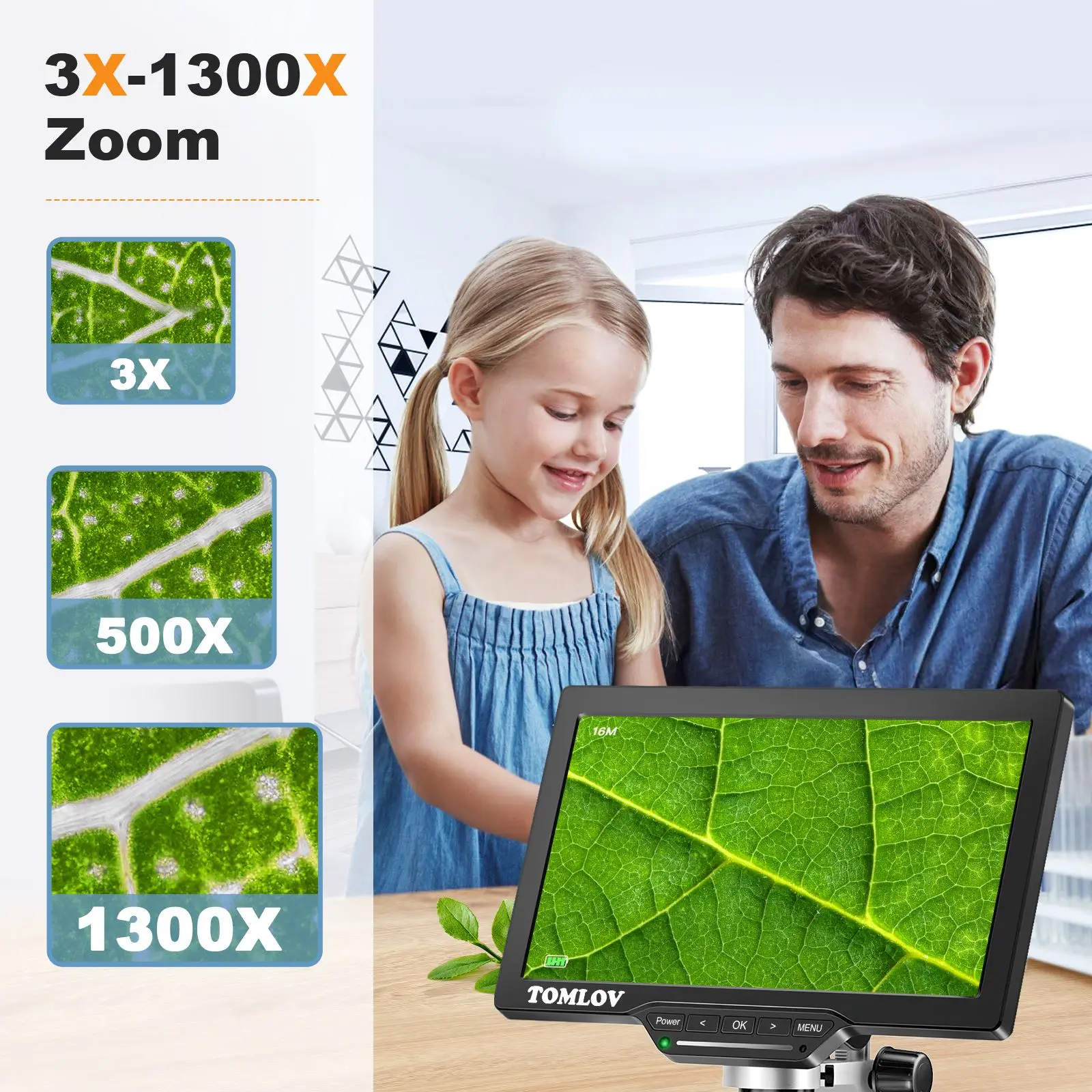 TOMLOV DM202 Max 10.1 Inch HDMI Digital Microscope 1300X, with IPS Screen Translucent Base, 25MP UHD Soldering Microscope with Lights for Entire Coin, PC/TV Compatible, 32GB Card