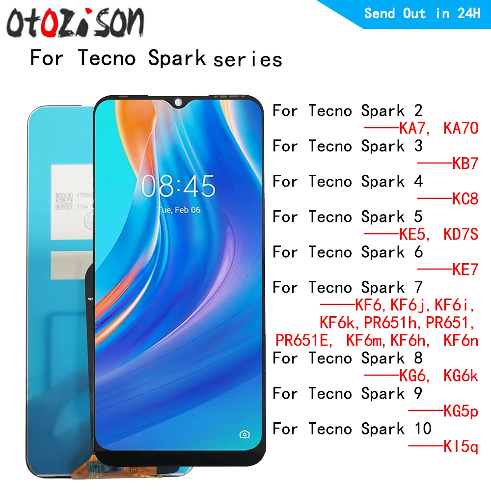 테크노 스파크 2 LCD, 테크노 스파크 3 4 5 6 7 8 9 10 LCD 디스플레이 터치 패널 스크린 디지타이저 프레임 어셈블리 포함 스파크10용