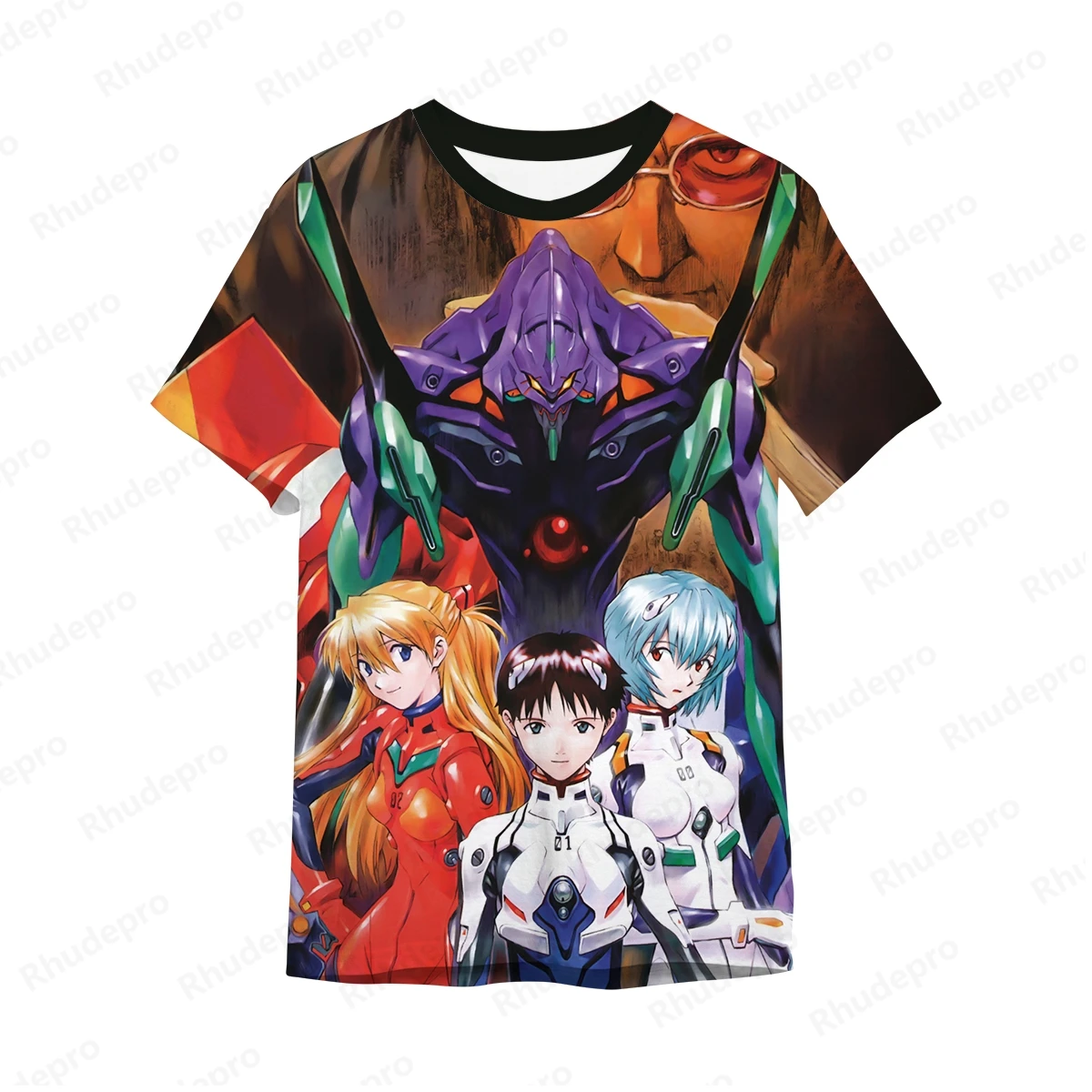 Neon Genesis Evangelion T Shirt For Men Fashion T-shirt Y2k Cosplay Streetwear New Anime High Quality Clothing Men's 5XL