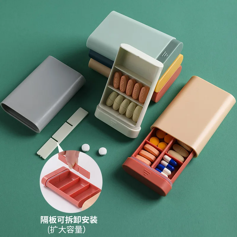 Mini Small Portable Travel Vitamin Box Pill Cases Container Organizer Storage Tablet 7 Days 6 Grids Medicine Fish Oils