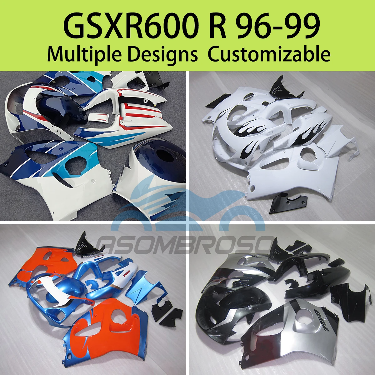 Bodywork Fairing Kit for SUZUKI GSXR 600 R 96 97 98 99 ABS Prime Aftermarket Motorcycle Fairings GSXR600 1996 1997 1998 1999