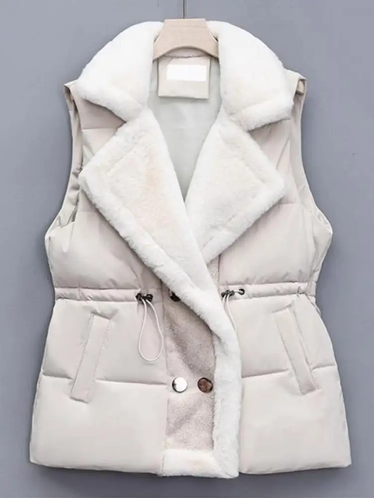 

Зимний лоскутный плюшевый универсальный короткий жилет в стиле ретро 2025 года, женское пальто без рукавов с завязками, теплая толстая майка, хлопковая куртка, уличная одежда