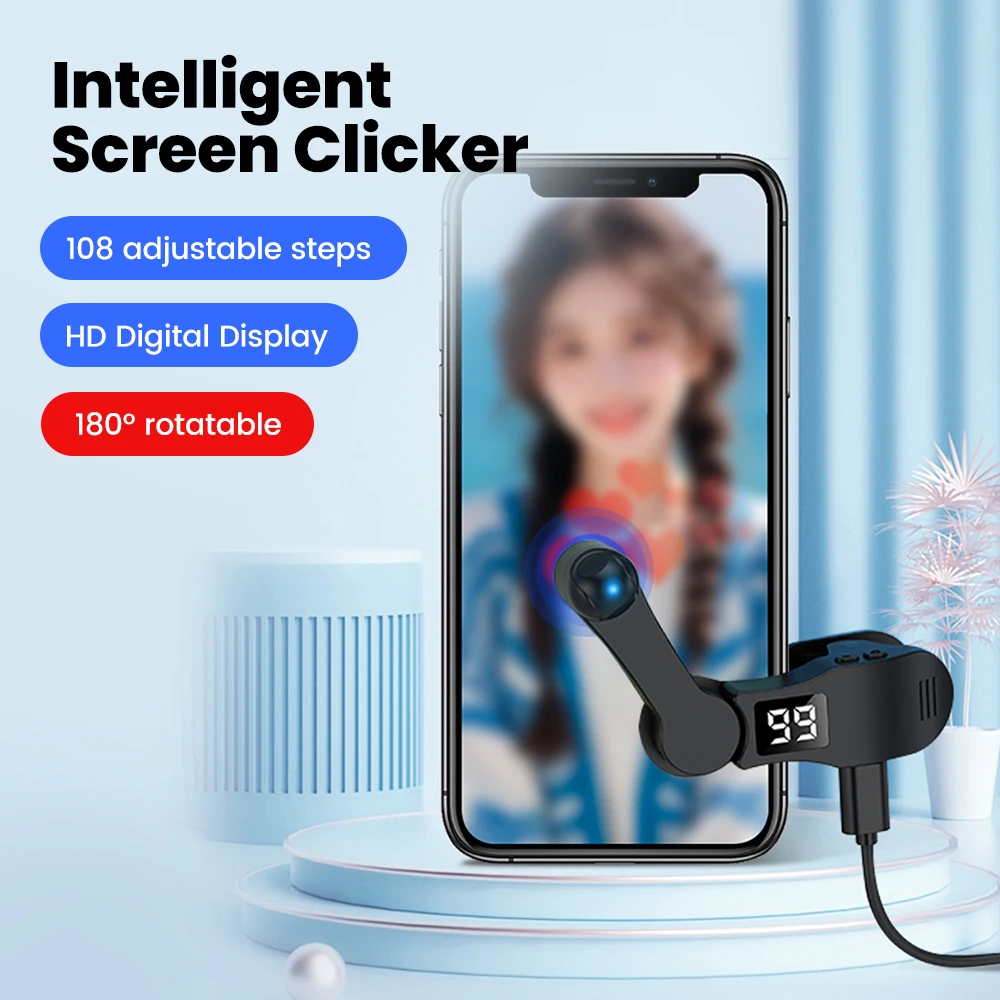 Auto Screen Clicker for Smart Phone Apps Video Live Streaming Gadget USB Simulator Smartphone Game Screen Touch Tripods Tapper