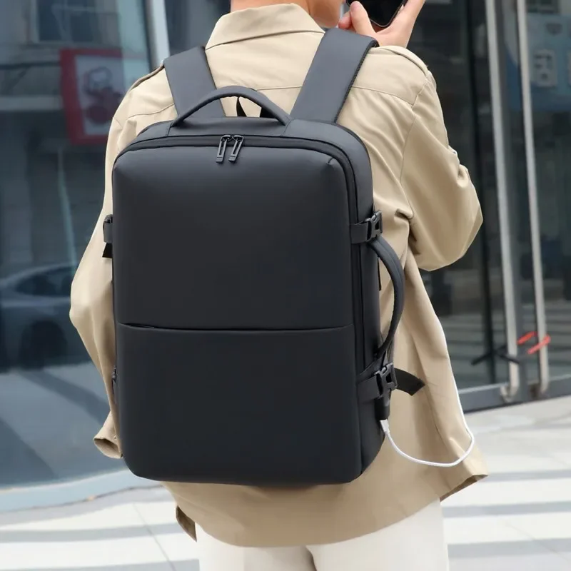 New Backpack Men's Simple Fashion Expandable Travel Backpack Large Capacity Waterproof Trendy Men's Business Travel Computer Bag