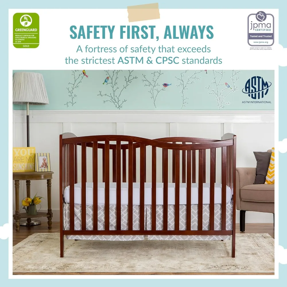 Culla convertibile Chelsea 5 In 1 In Espresso, certificata JPMA