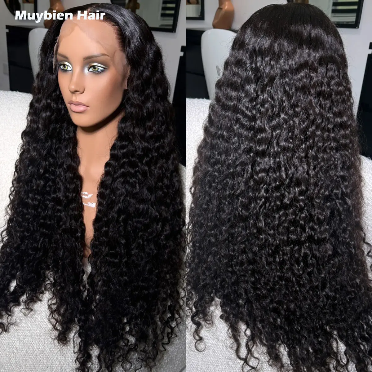 

28" 400grams Natural Black 13x6 HD Lace Front Wig Human Hair Burmese Curls Glueless Lace Front Wig for Woman Ready to Wear Wigs