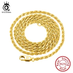 ORSA JEWELS 925 Sterling Silver Diamond-Cut Rope Chain Necklaces 1.2mm 1.5mm 1.7mm Neck Chain for Women Men Jewelry Gift SC29