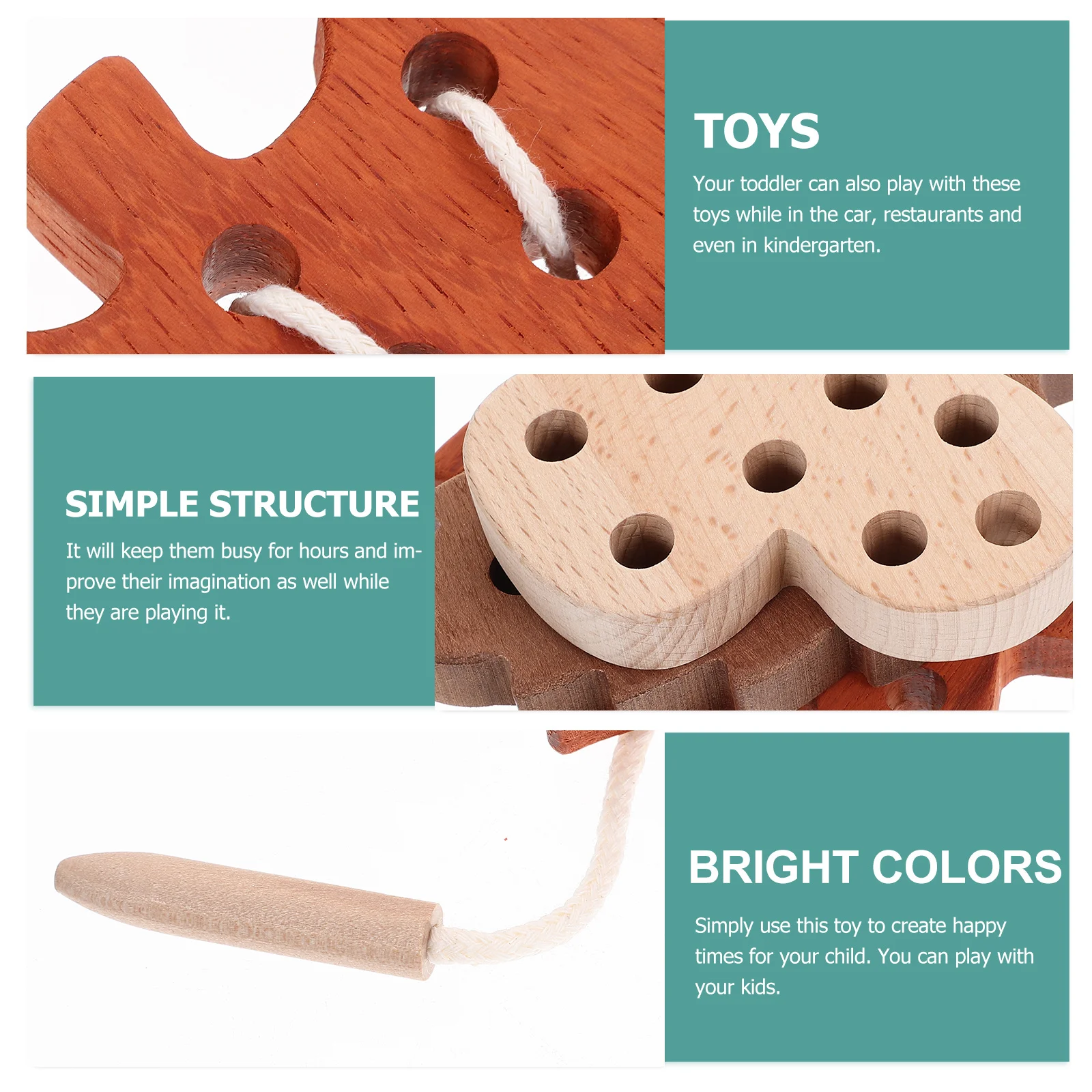 ชุดเกมร้อยเชือกไม้สำหรับเด็ก 1 ชุด เกมเสริมพัฒนาการเด็กเล็ก ฝึกการประสานงานกล้ามเนื้อมัดเล็ก พัฒนาการเรียนรู้และพัฒนาการทางปัญญา ของเล่นเสริมพัฒนาการ