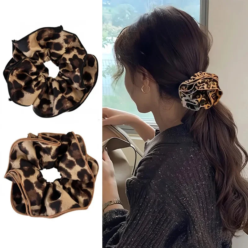 Fasce elastiche per capelli con stampa leopardata per donna Scrunchies vintage Cravatte per capelli Accessori per capelli per ragazze Elastici per