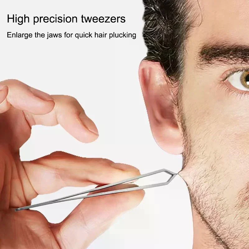 

Tool Thickened Stainless Steel Tweezers Beard Eyebrow Hair Removal Facial Hair Plucking Flat Tip Design for Easy Grip