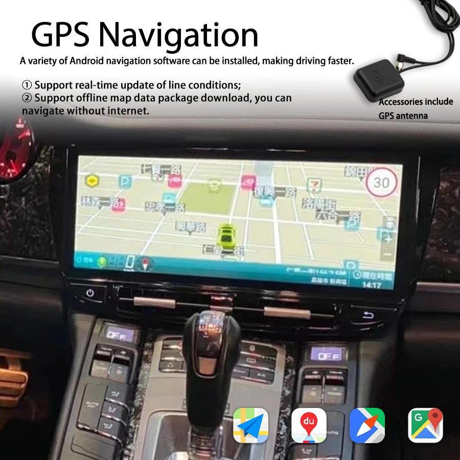 Android 14 Auto Radio para Porsche Panamera, 12.3 "Screen, Auto-rádio GPS, Leitor de vídeo multimídia, Carplay estéreo, Navegação, 2010-2016