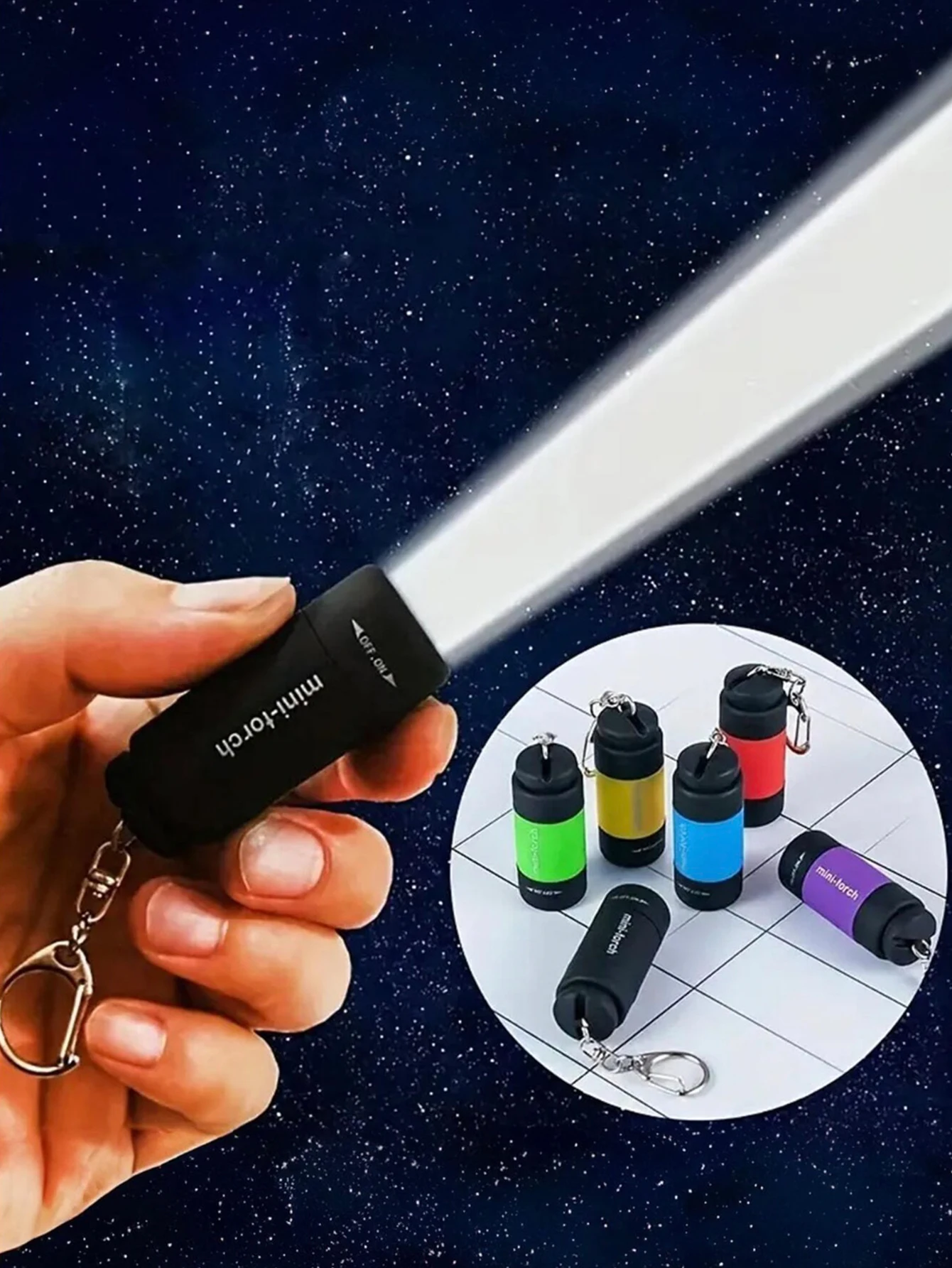 Mini Rechargeable Keychain Flashlight,Waterproof Portable LED Torch,Multifunctional Pocket Light for Hiking,Camping, Fishing Run