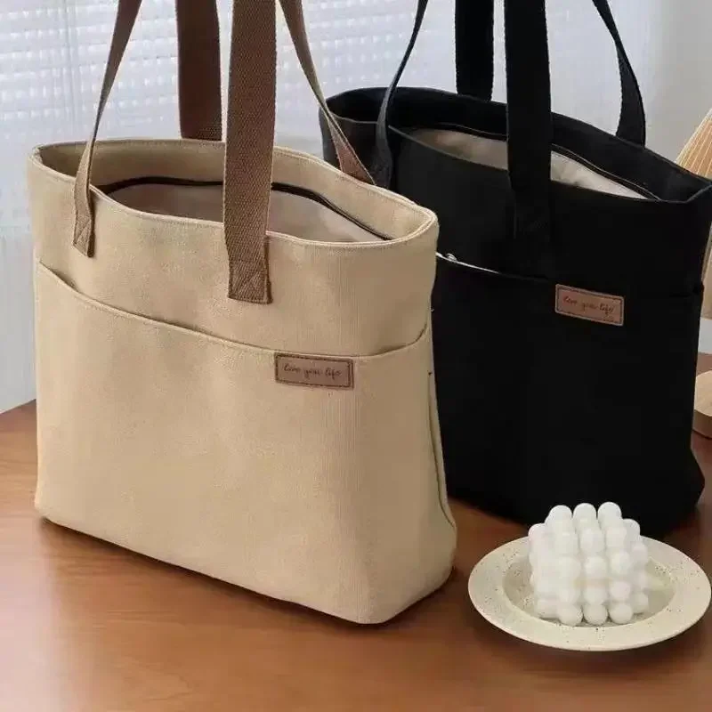 New Canvas Tote Bags for Women Large Capacity Single Shoulder Bag Student Classes Commute Carrying Bag Ladies Casual Handbags