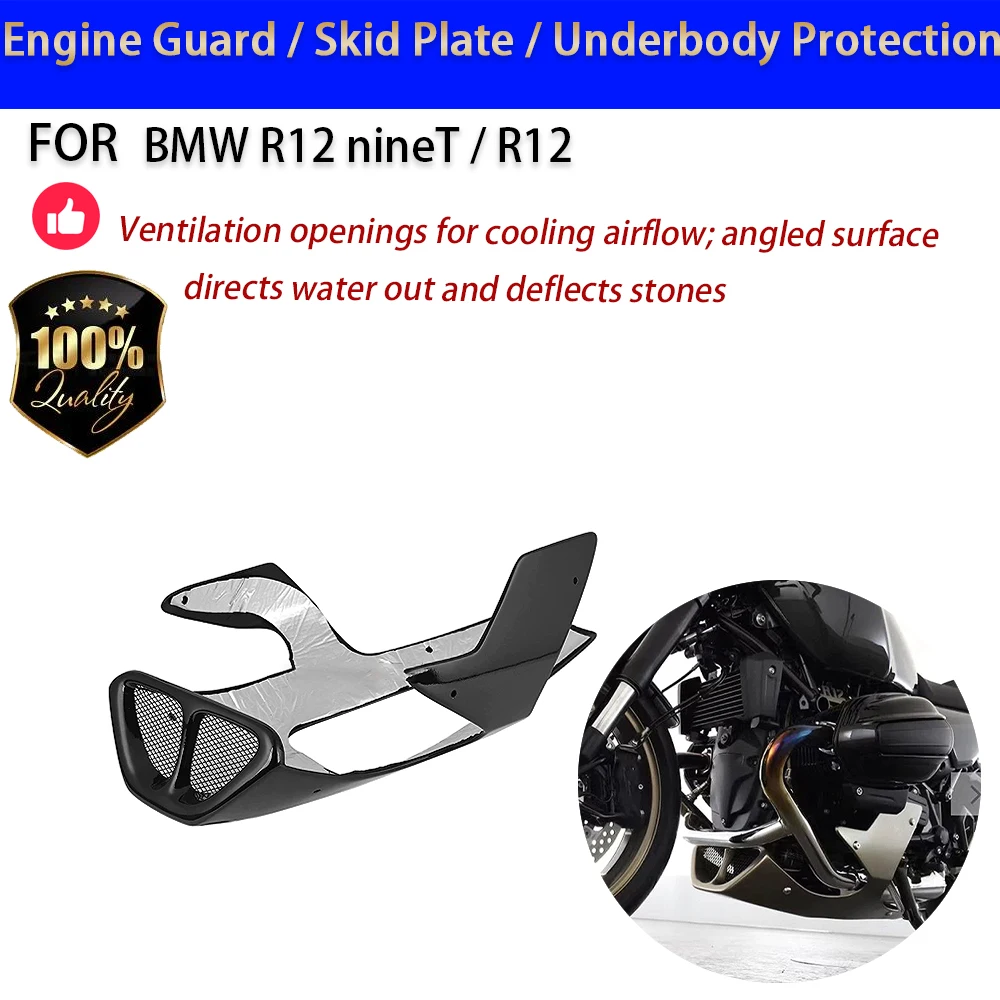 For BMW R12 nineT Engine Guard Skid Plate 4mm Aluminum No-Drill Accesorios Moto