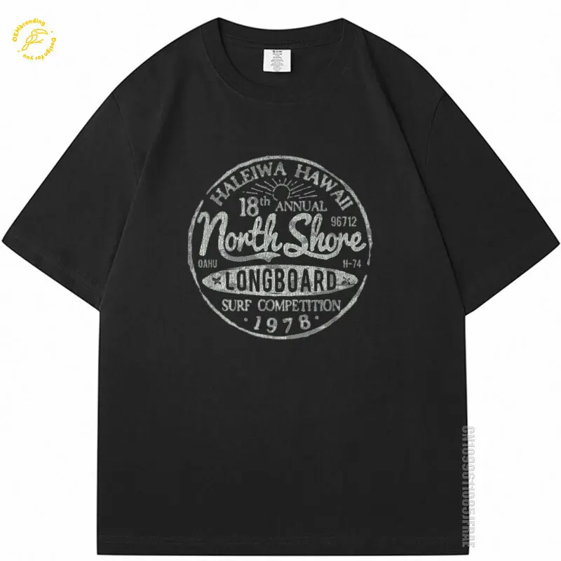 

Long Board North Shore Surf Vintage Hawaii Beach T-Shirt Men T-Shirts Oversized T Shirt Man Camisetas Para Hombre Originales