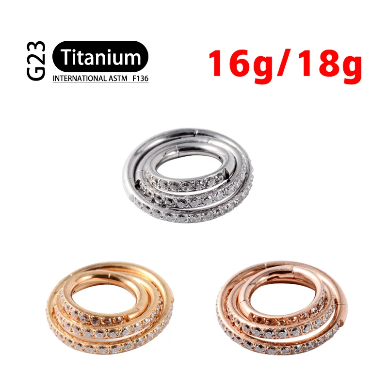 Pendientes de titanio G23, aro redondo, Tragus, cartílago, hélice Daith, labio, Clicker con bisagras, segmento, oreja, nariz, anillo, Piercing corporal, joyería