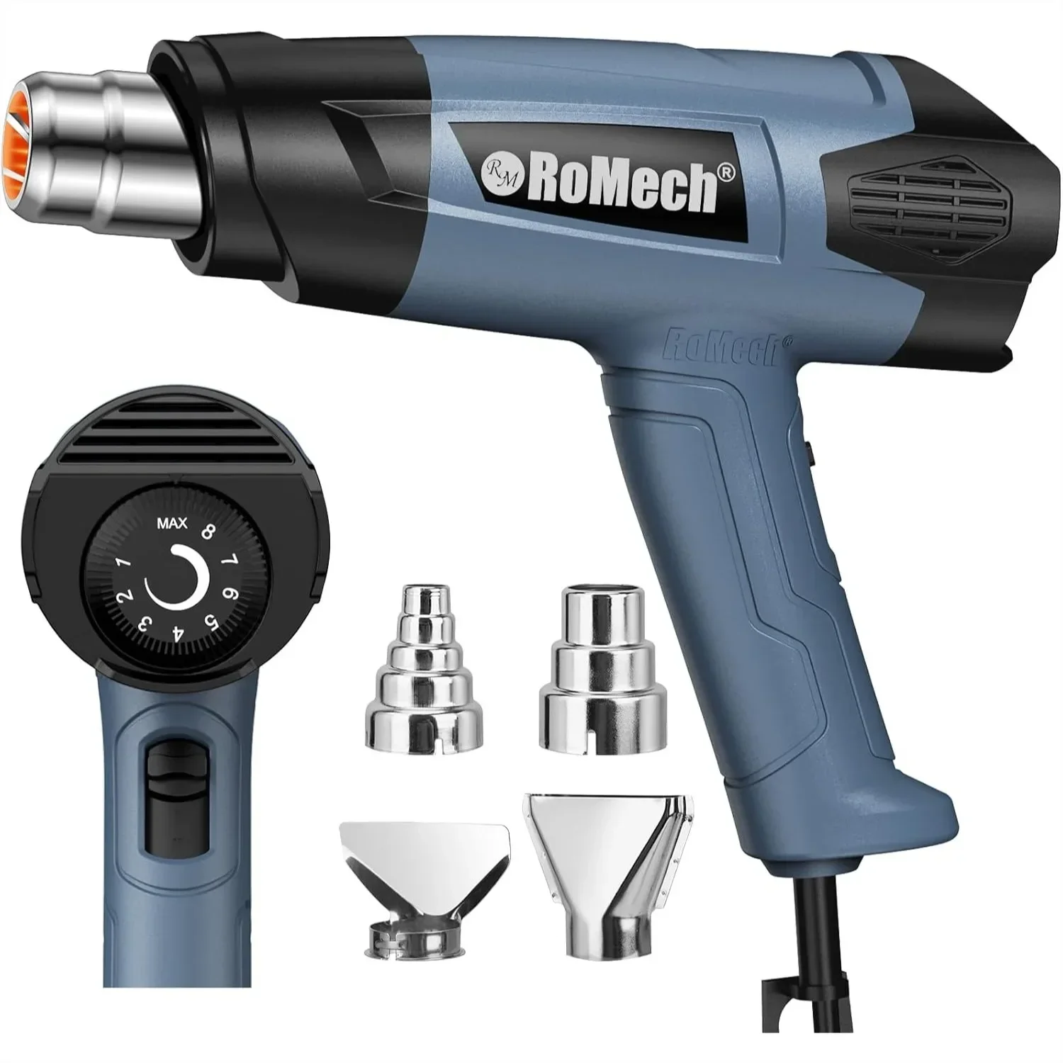 

1500W Heavy Duty Heat Gun With Variable Temperature Control 120°F-1200°F 2 Air Flow And 4 Nozzles For Crafts Shrink Wrap