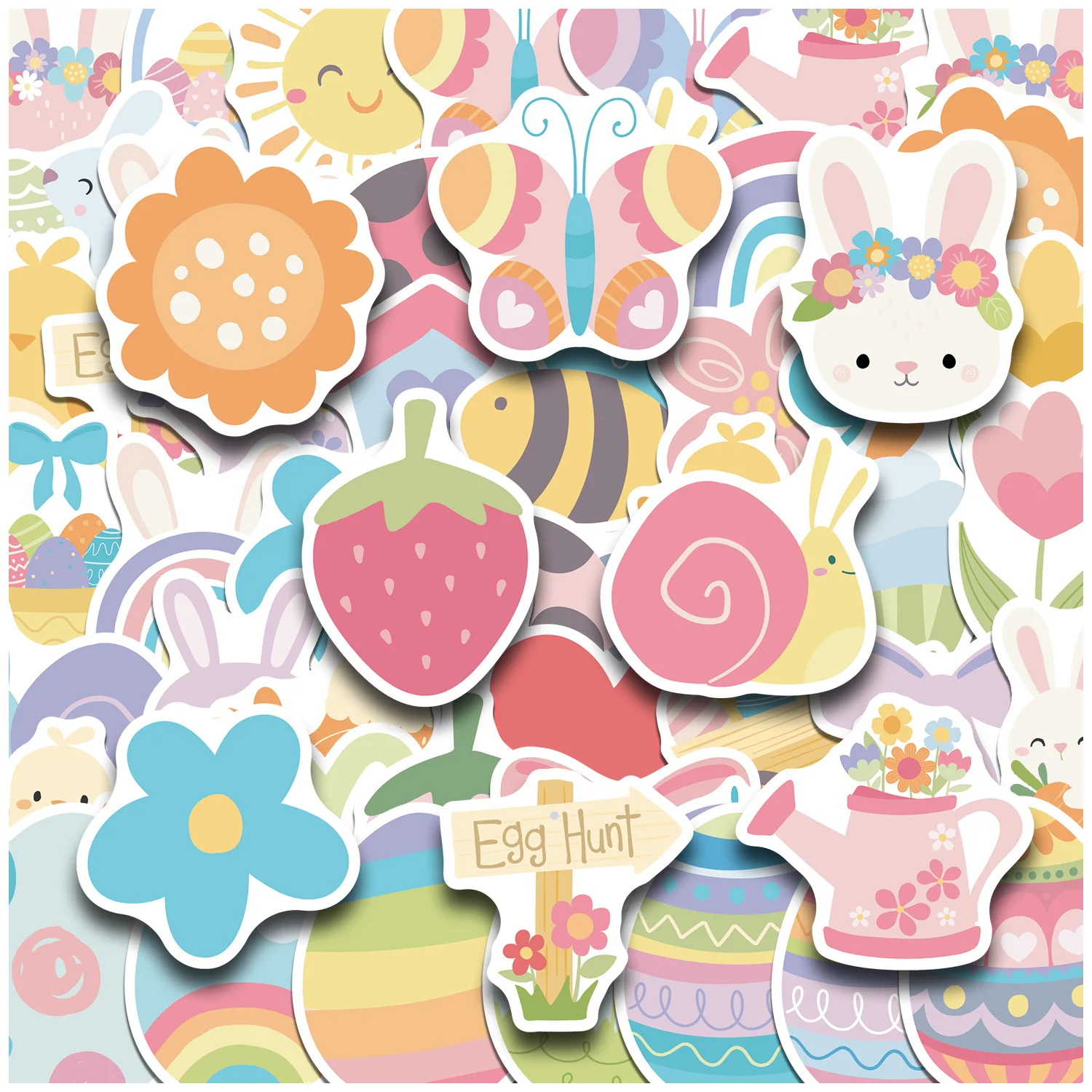 50PCS New Easter Graffiti Stickers Cute Rabbits Easter Egg Cartoon Festival Decal Decoration Laptop Phone Guitar Classic Kid Toy
