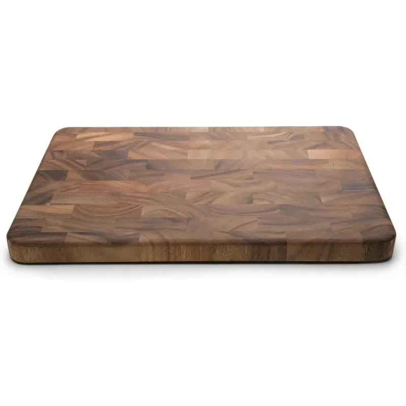 Large End Grain Prep Station Acacia Wood Cutting Board, 14 x 20-Inch, Brown