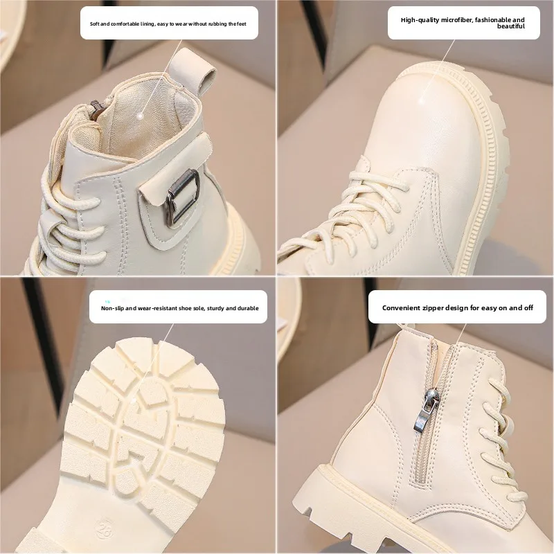 

Winter New Kids Fashion Boots Comfort Anti Slip British Style Girls' Ankle Boots Simple Versatile Child Leather Boot Zapatos