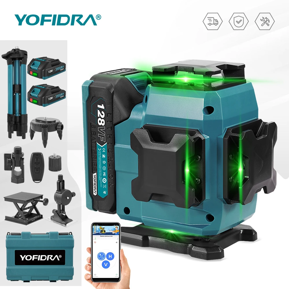 YOFIDRA 4D-laserniveau 16-lijnen Ultra krachtige groene straal 360 °   Zelfnivellerende horizontale laserniveaus voor Makita 18V batterijpennen - afbeelding 2