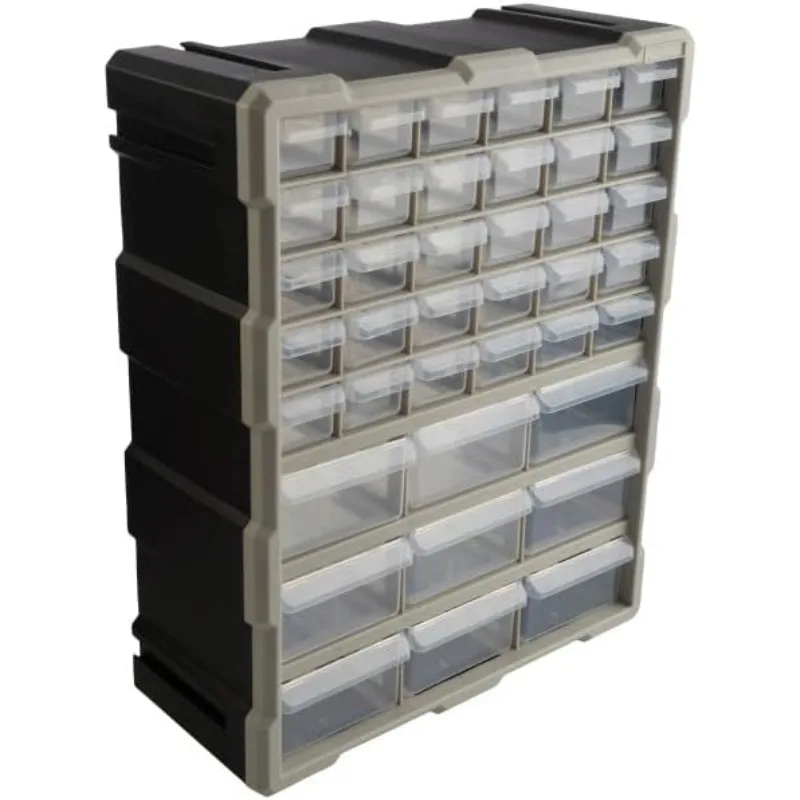 9-Drawer Plastic Small Parts Organizer - Desktop or Wall Storage Drawers for Organizing Hardware, Crafts, Garage