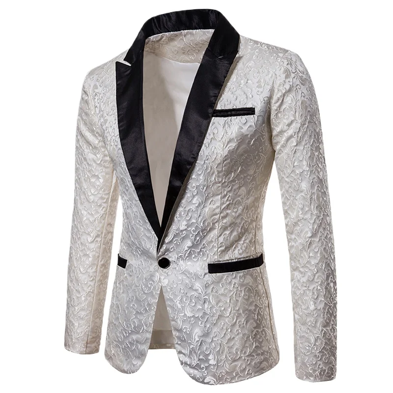 

Luxury Designer Floral Jacquard Suits and Blazers for Men Elegante Hombre Wedding Party Dress Costume Homme Mens Formal Coat
