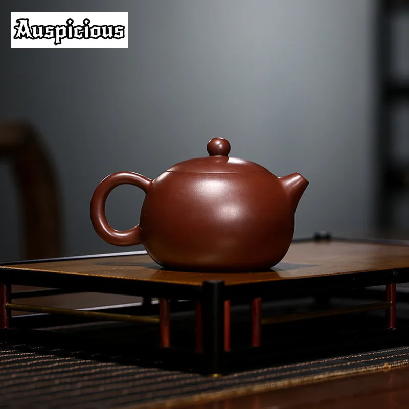 

220ml Yixing Famous Purple Clay Teapot Master Handmade Xishi Tea Pot Raw Ore Purple Zhu Mud Kettle Chinese Zisha Tea Set Gifts