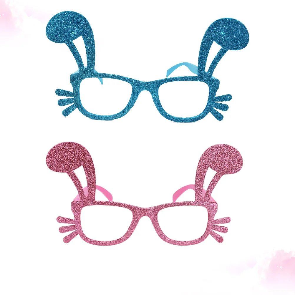 

2Pcs Rabbit Glasses Creative Funny Eyeglasses Lightweight Soft Texture Party Photo Shoot Props Decoration Gifts