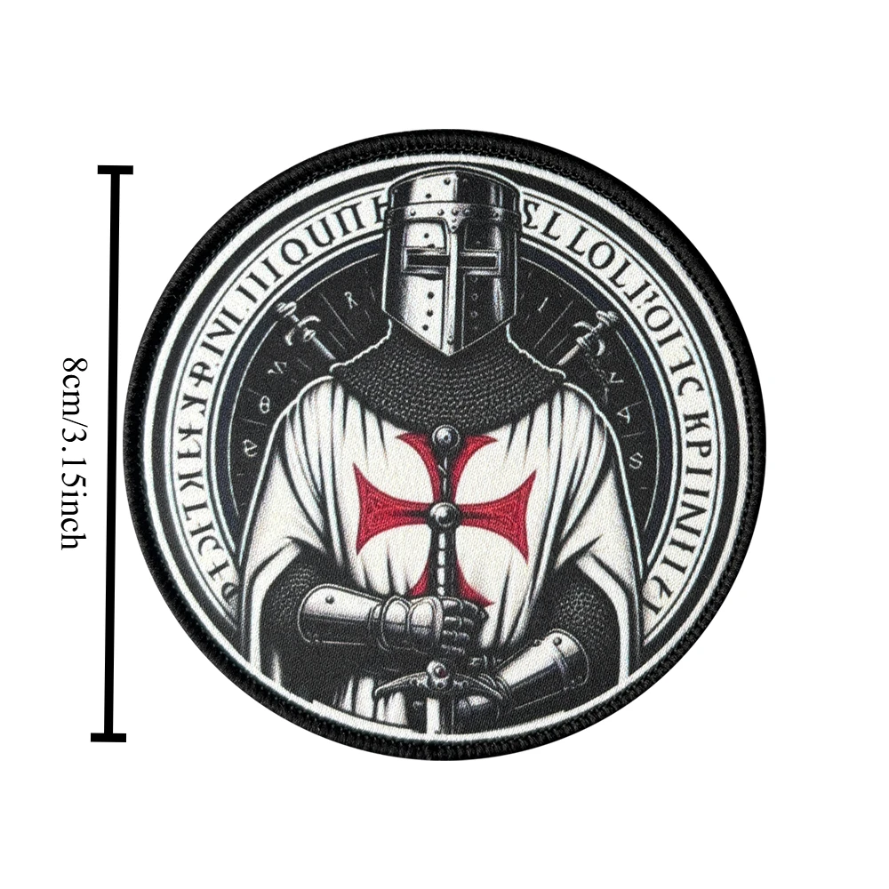 Knights Templar Cross Printed Patch Hook and Loop Badge for Backpack Vest Hat Jacket Clothing