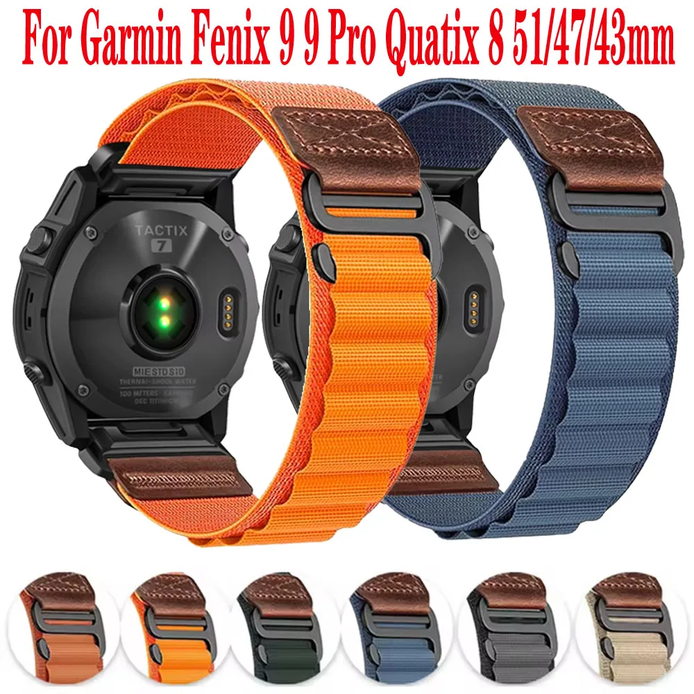 20/22/26mm Quick-release Alpine Nylon Strap for Garmin Fenix 9 9 Pro Quatix 8 51/47/43mm Comfortable Band for Garmin 970 965 955