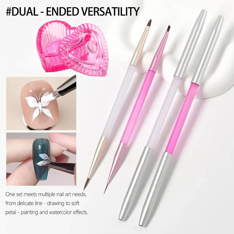 3D Gel Acrylic Nail Brush, Fine Liner Nails Design Tool, Professional Watercolor Painting Pen for Manicure DIY Salon
