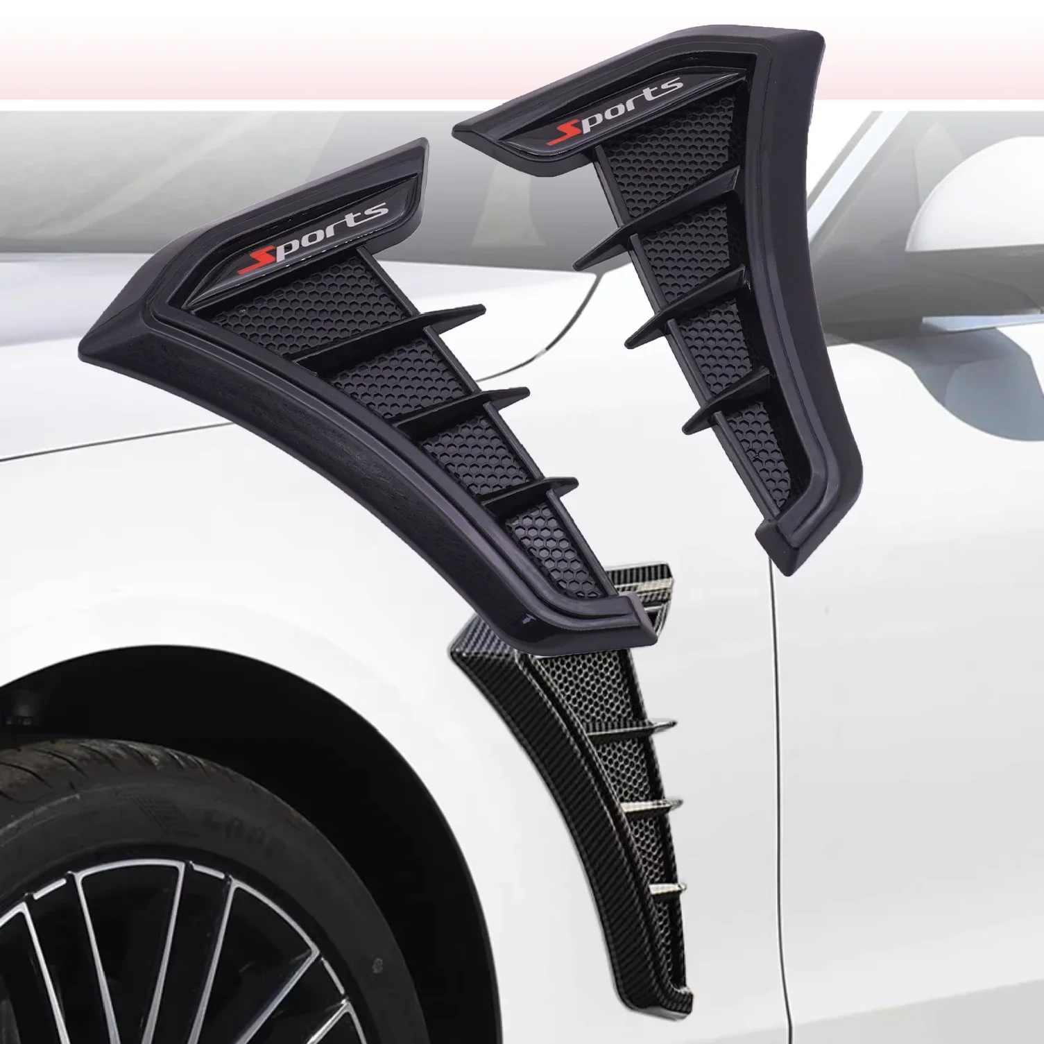 

Car Fender Vent Trim Universal Car Side Fender Shark Gills Vent Stickers Hood Air Flow Intake Trim Car Ventilation Sticker
