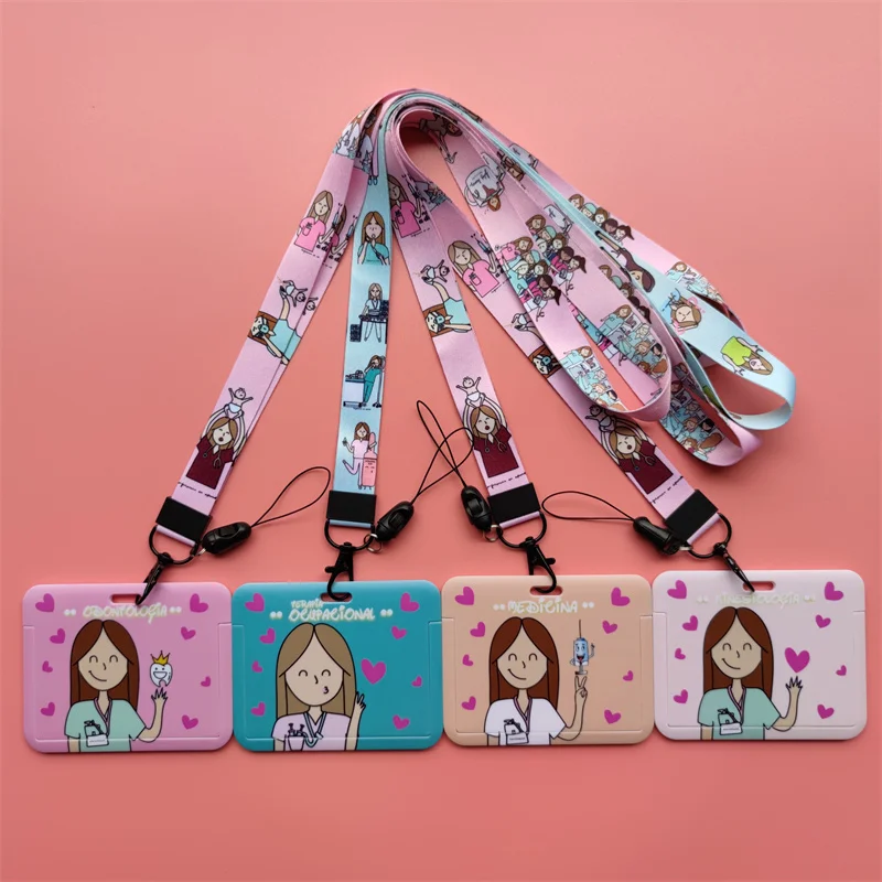 Arzt, Krankenschwester, horizontale Damen-Lanyards, Ausweishalter, Ausweishalter, zum Aufhängen von Seil, Lanyard, amüsantes Kartenetui, einziehbarer Clip – Detail 5