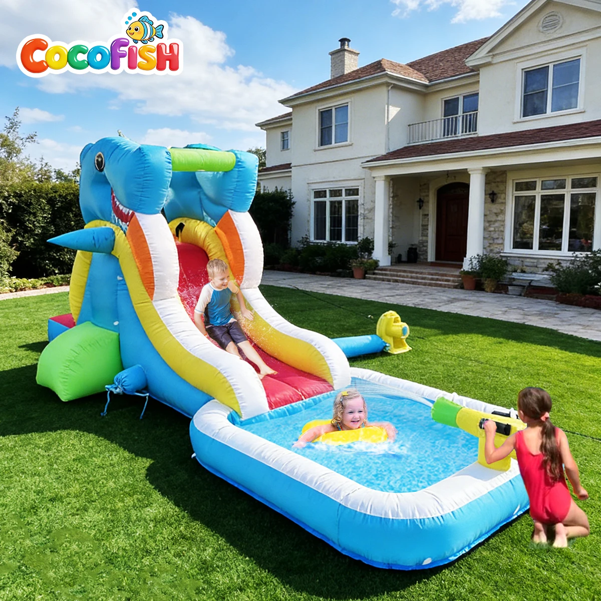 

Надувная водная горка Oxford для взрослых и детей, уличная коммерческая надувная водная горка с бассейном для двора