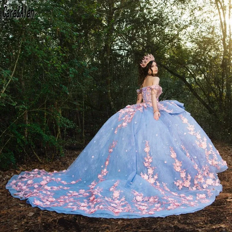 Cara & alan renda quinceanera vestidos com boné floral beading charro mexicano vestidos de 15 años doce 16 vestido concurso