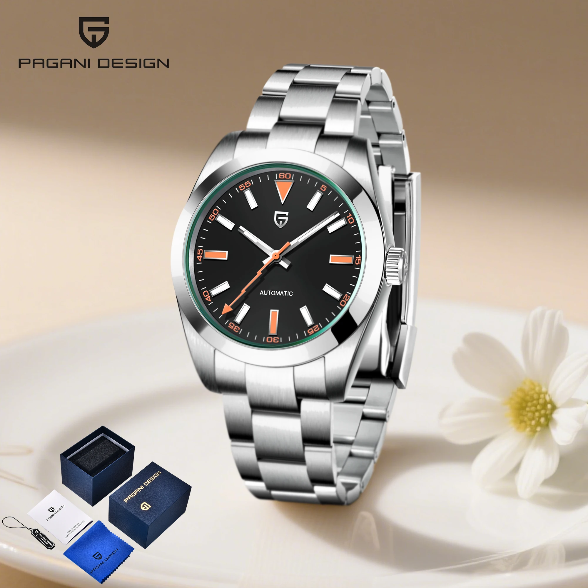 

PAGANI DESIGN мужские часы, роскошные механические автоматические часы для мужчин, верхние сапфировое зеркало, наручные часы из нержавеющей стали, подарочная коробка