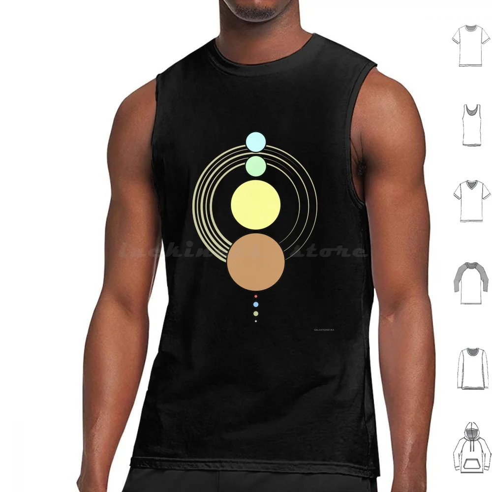 Solar System-Planets To Scale Tank Tops Vest Sleeveless Space Planets Science Outer Space Stars Astronaut Pattern Nerd Geek